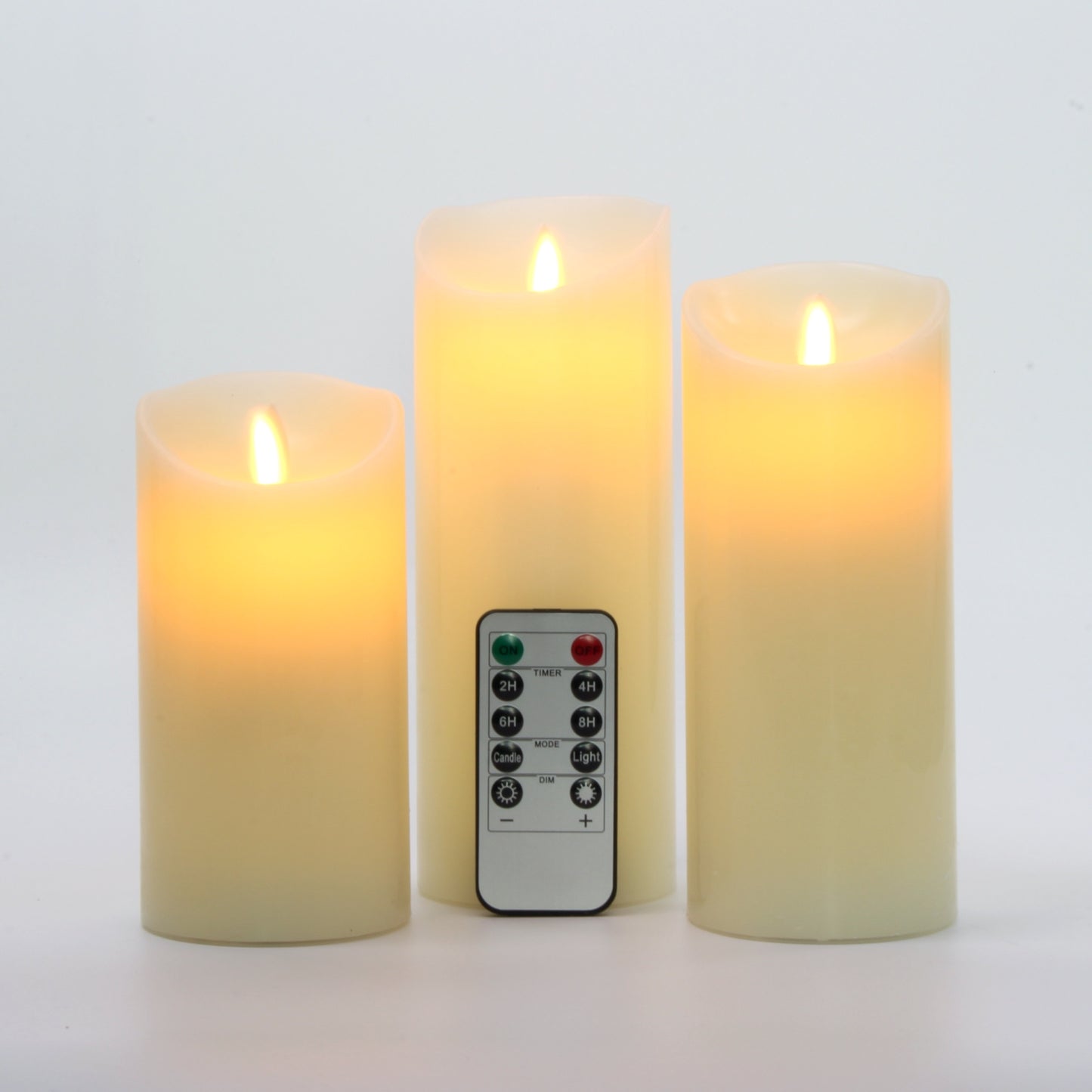 LED Flameless Candle Pillars Real Wax & Moving Flame Wick Flickering Candle with Remote Control Timer, Diameter 3"