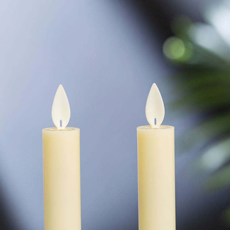 9" Moving Flame Taper Candles with Remote and Timer, Flameless LED Candlesticks Flickering with Moving Wick, Christmas Decorations Ivory