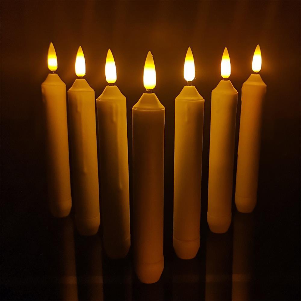 6-Pack, Warm White/Yellow Flashing LED Taper Candles with 3D Flickering Flame - Battery Operated Flameless Candles for Weddings, Christmas, Halloween Decorations