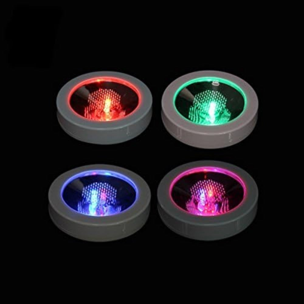 LED Coaster Flashing Round Shape Light Up Beer Wine Glass Drinking Bottle Cup Luminous Mat Home Party Club Bar Supply Circular Gravity-Sensing LED Coaster - 7-Color Changing, White/Black (Battery Power)
