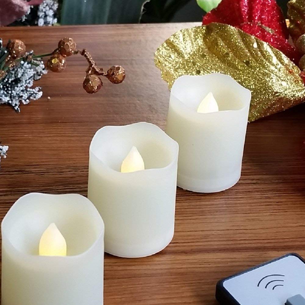 Flameless Candles Tea Lights with Remote Timer Fake Warm White Flame Candles Battery Operated Candle 150 Hours - 9 PCS 1.55" x 1.75"