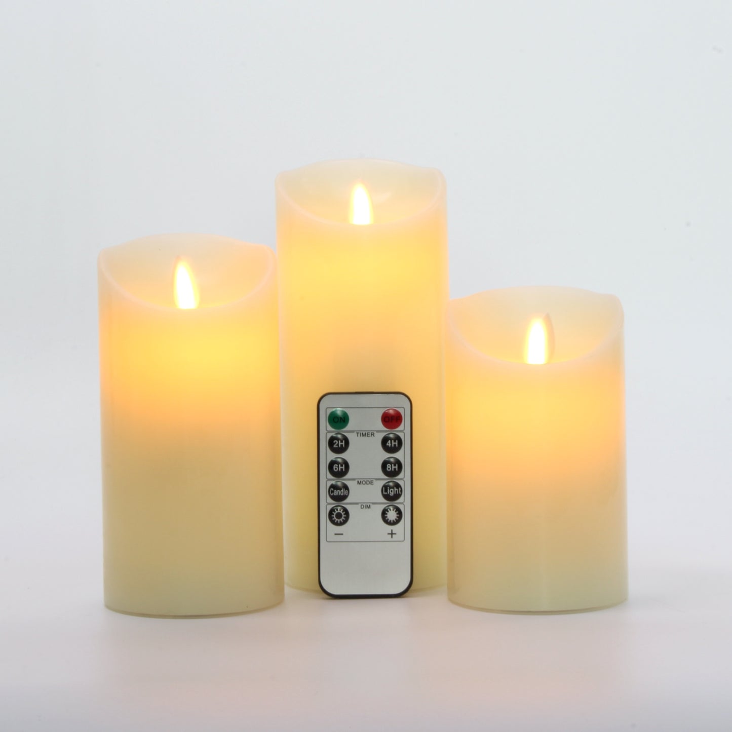 LED Flameless Candle Pillars Real Wax & Moving Flame Wick Flickering Candle with Remote Control Timer, Diameter 3"