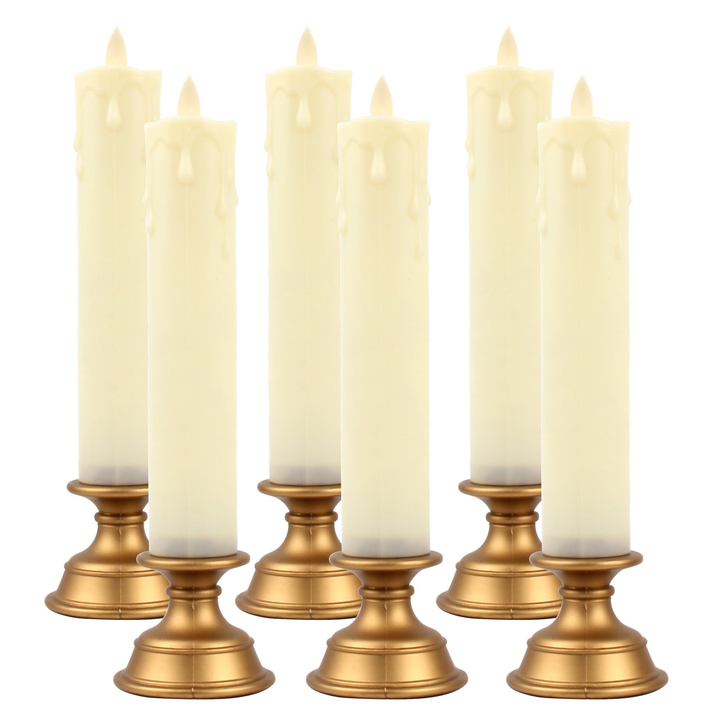 Wax Dripped Flickering Flameless Fake LED Taper Candle Batteries Powered Lighting 120+ Hrs, Candle Holders for Halloween,Xmas,Home Decor