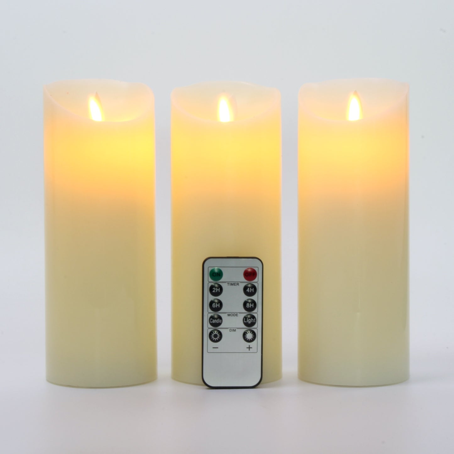LED Flameless Candle Pillars Real Wax & Moving Flame Wick Flickering Candle with Remote Control Timer, Diameter 3"