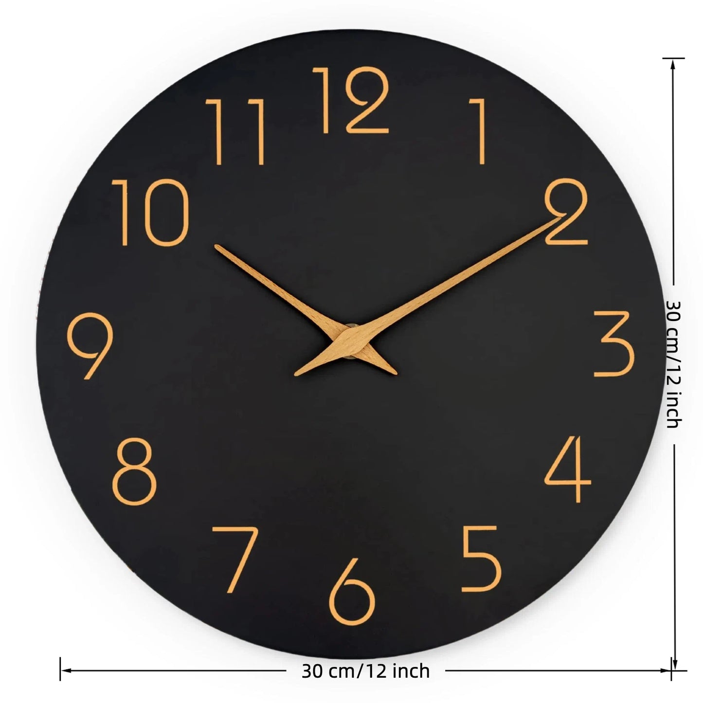 12 Inch Modern Wall Clock Battery Operated Silent Non Ticking Clock Decorative for Living Room Office Home School(Black)