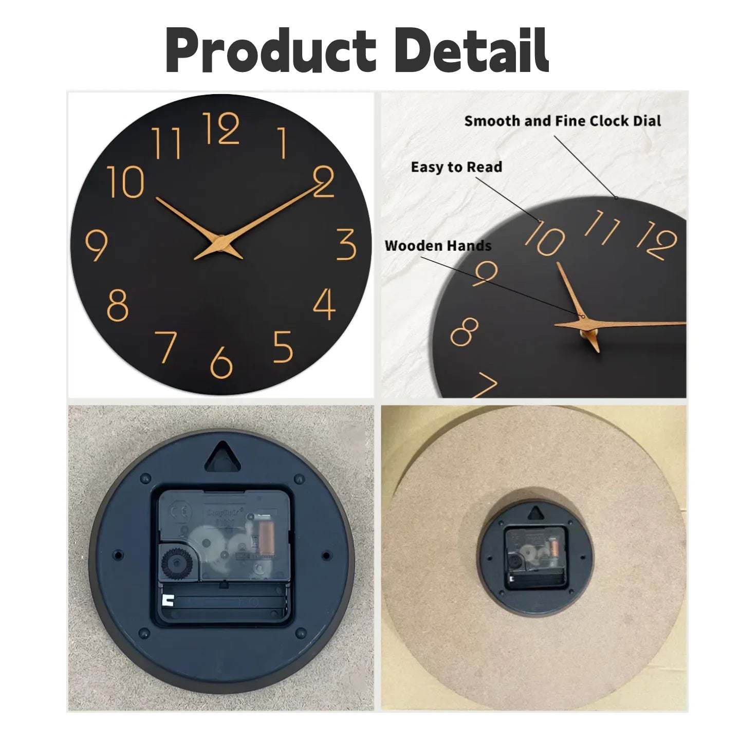 12 Inch Modern Wall Clock Battery Operated Silent Non Ticking Clock Decorative for Living Room Office Home School(Black)