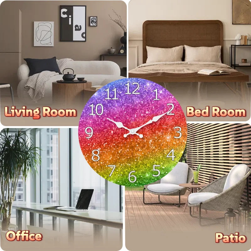 Modern Rainbow Wall Clock Silent Digital Clock Creative Color Spectrum Time Display Vibrant Home Gift Quiet Battery Operated