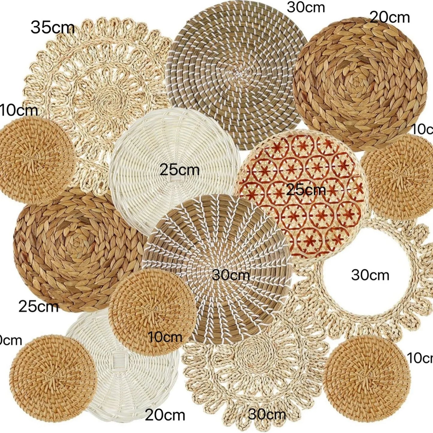 Boho Wall Basket Decor Handcrafted Seagrass Woven Wall Basket Rustic Round Woven Hanging Art Home Farmhouse Kitchen Living Room