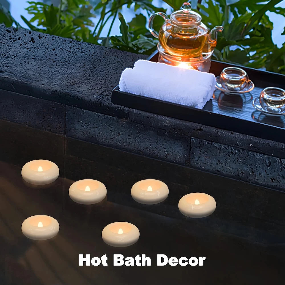 Flameless Led Floating Candles Battery Operate Waterproof for Cylinder Vases Centerpieces at Wedding Decor Party Pool