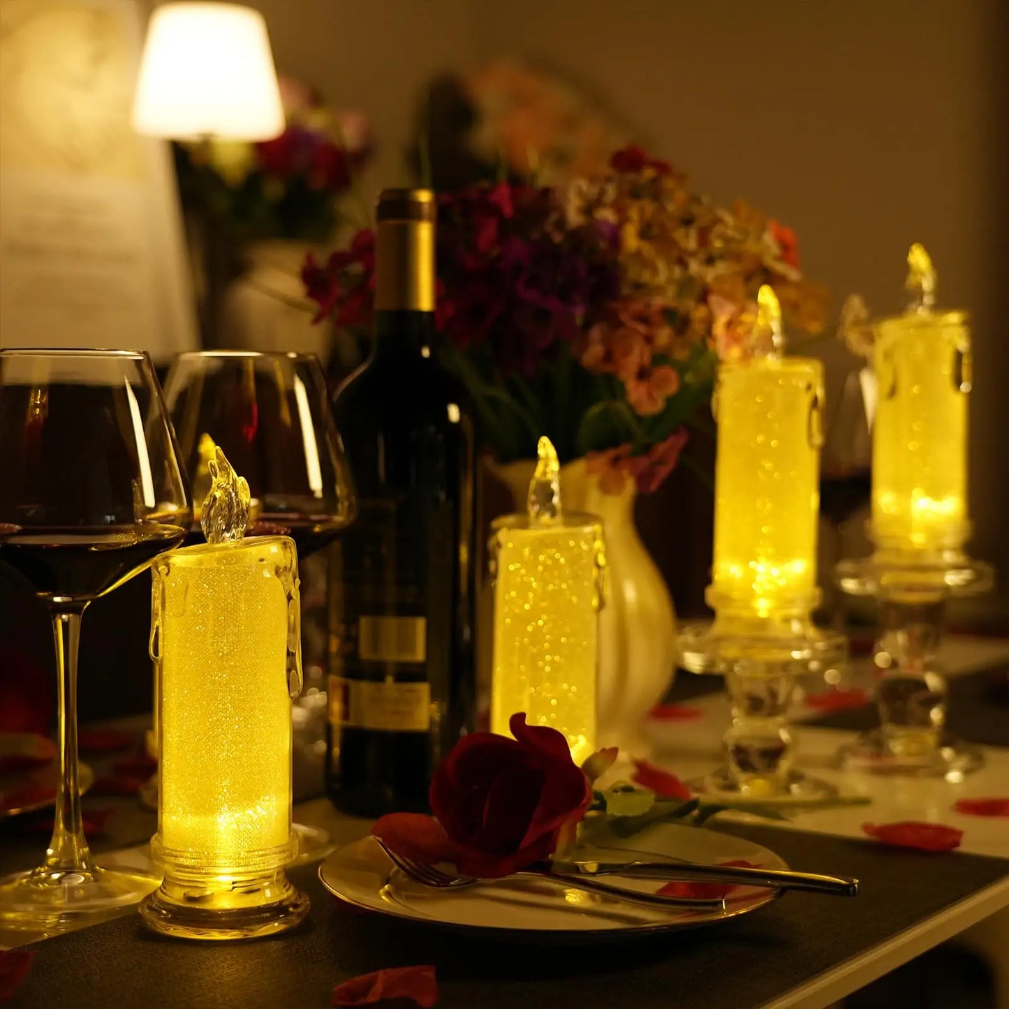 LED Flameless Pillar Candles Battery Operated Fake Candles for Valentine's Wedding Christmas Decor | Velas Artificiales