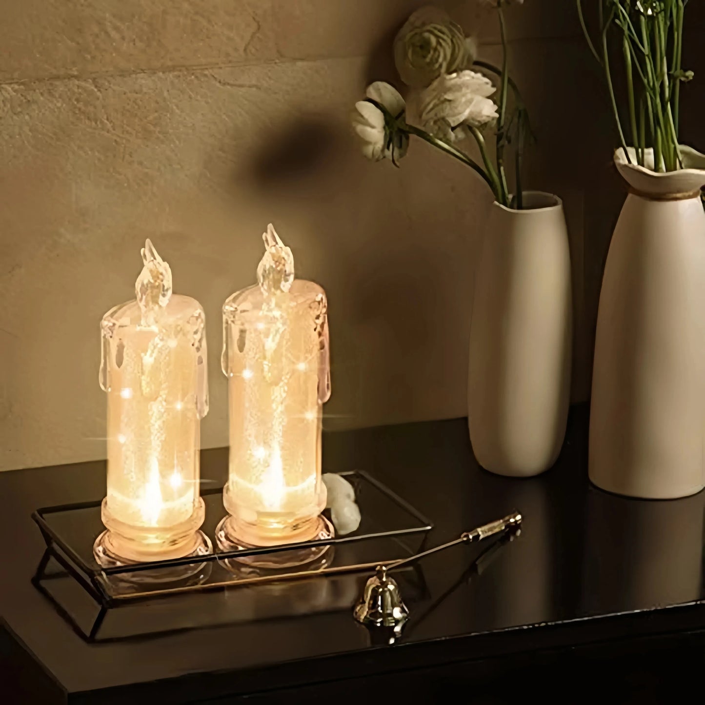 LED Flameless Pillar Candles Battery Operated Fake Candles for Valentine's Wedding Christmas Decor | Velas Artificiales