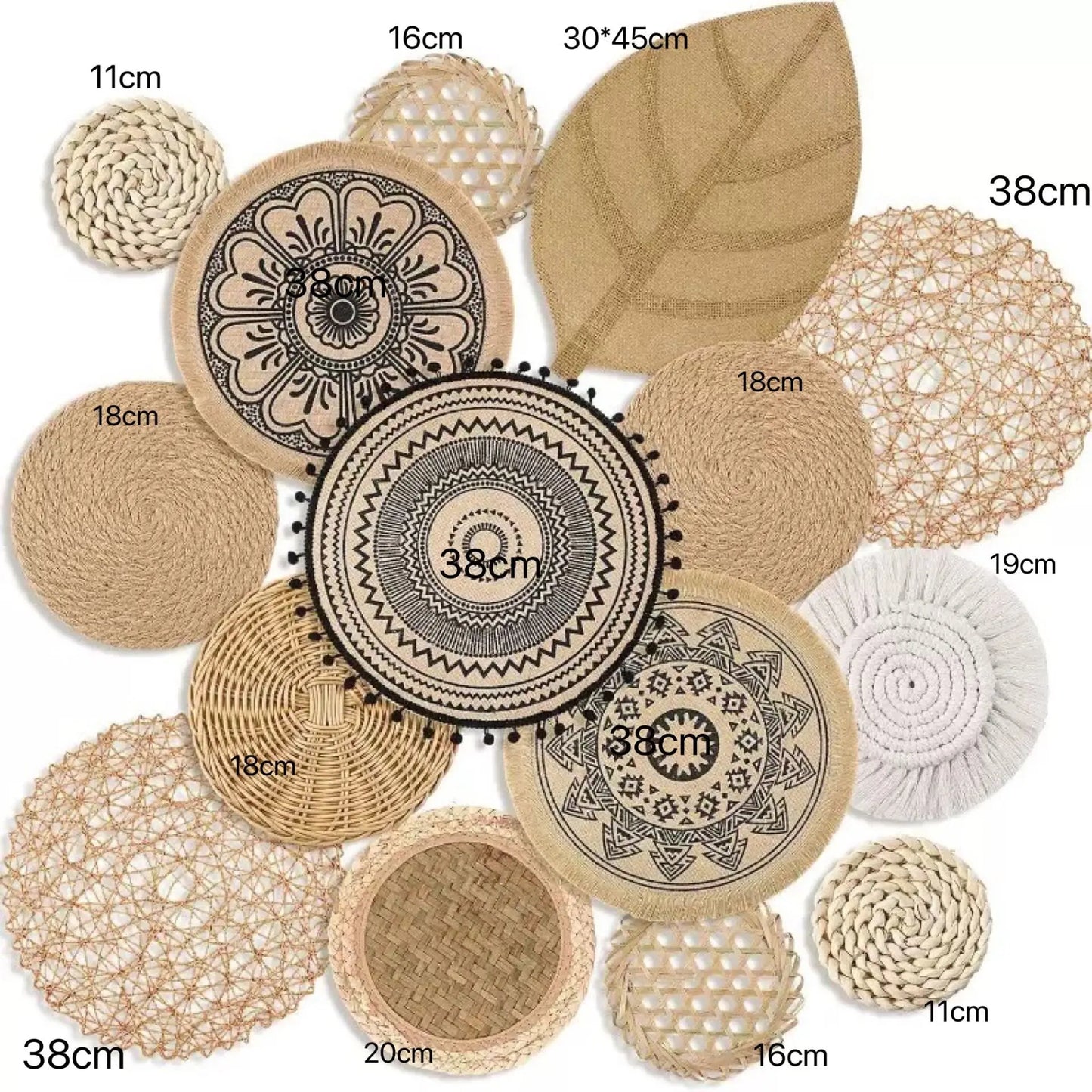 Boho Wall Basket Decor Handcrafted Seagrass Woven Wall Basket Rustic Round Woven Hanging Art Home Farmhouse Kitchen Living Room
