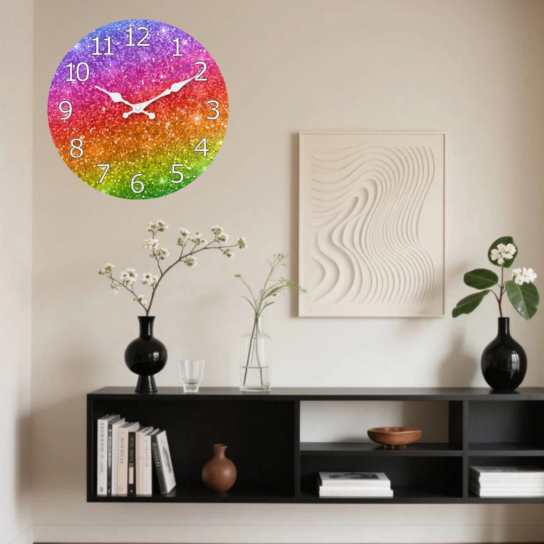 Modern Rainbow Wall Clock Silent Digital Clock Creative Color Spectrum Time Display Vibrant Home Gift Quiet Battery Operated