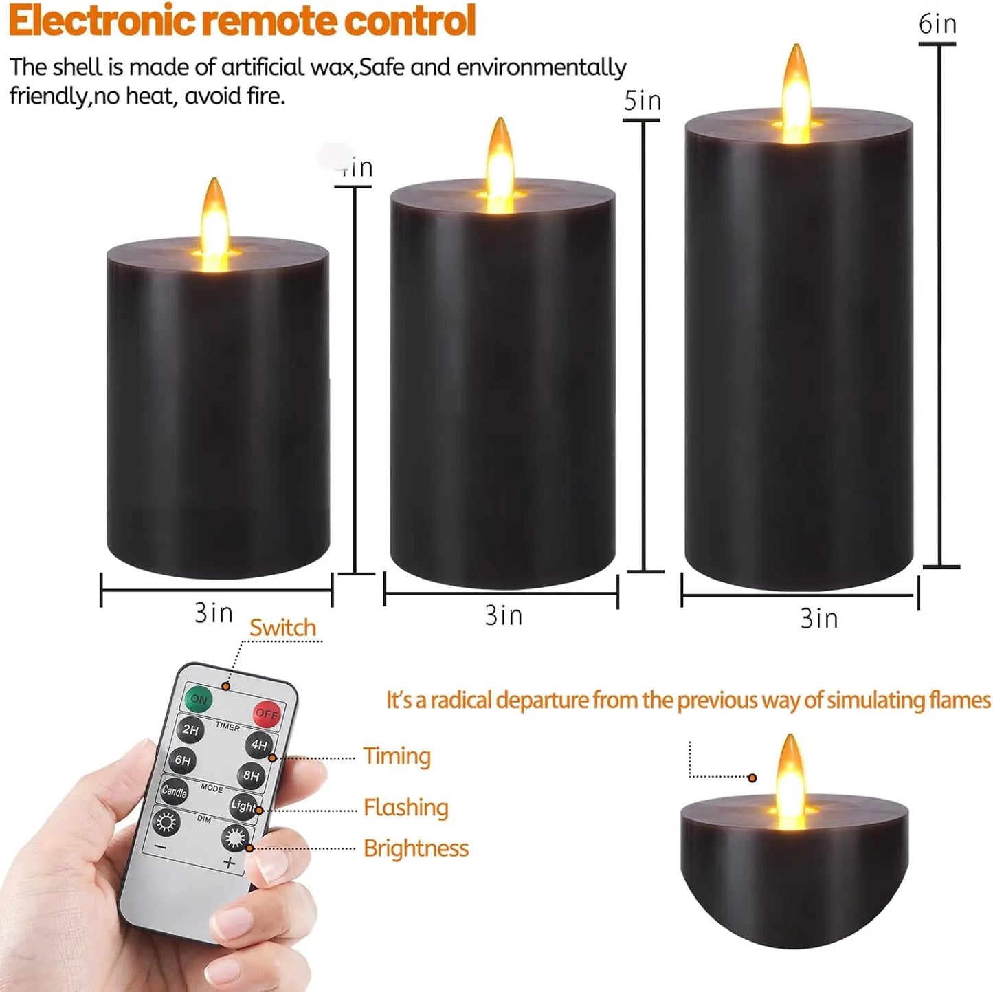 Flameless LED Candles with Remote Control 3D Dancing Flame Flickering Candle Battery Powered Minimalist Home Decoration Real Wax