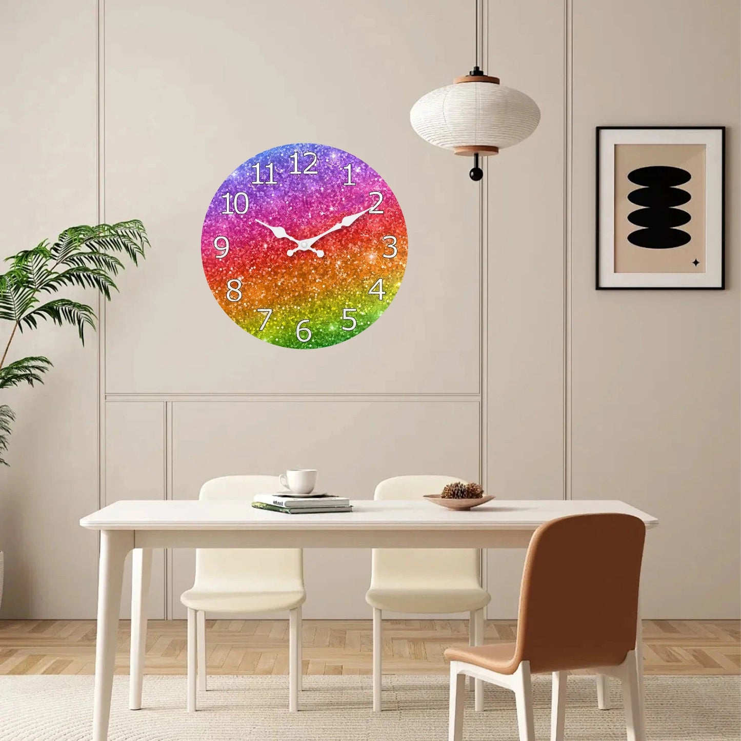 Modern Rainbow Wall Clock Silent Digital Clock Creative Color Spectrum Time Display Vibrant Home Gift Quiet Battery Operated