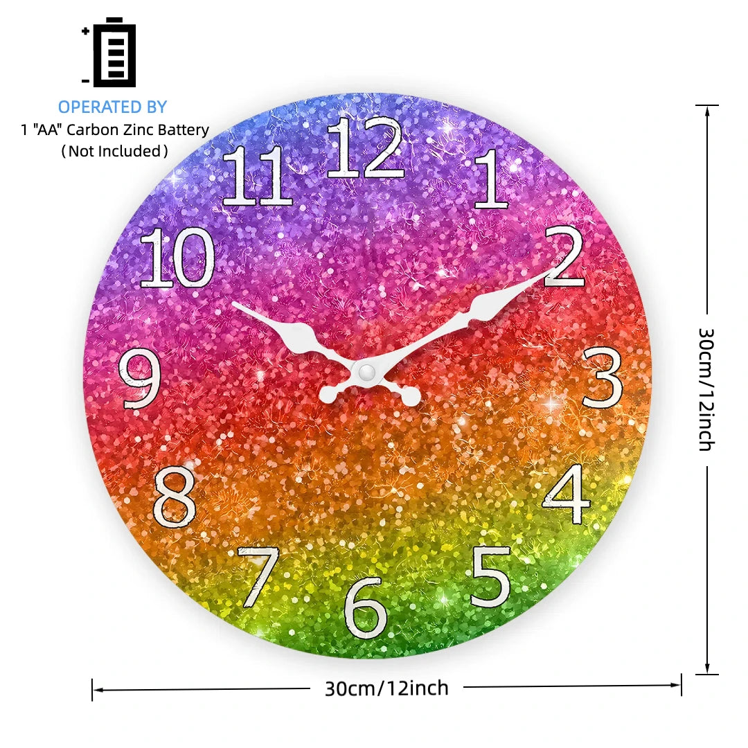 Modern Rainbow Wall Clock Silent Digital Clock Creative Color Spectrum Time Display Vibrant Home Gift Quiet Battery Operated