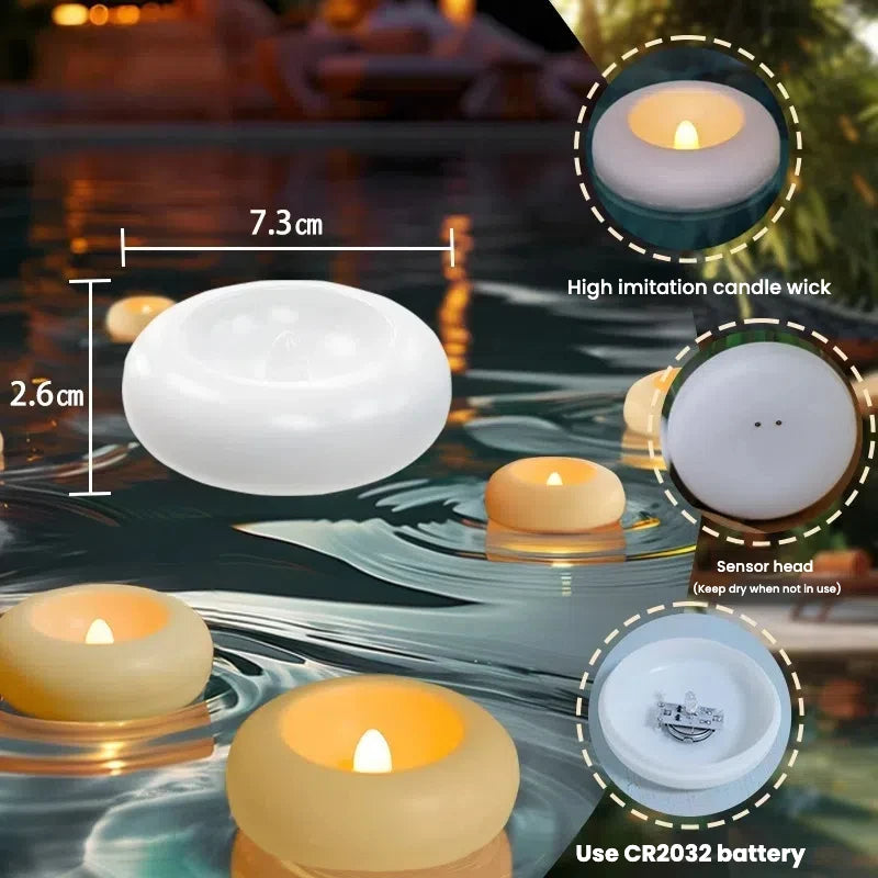 Flameless Led Floating Candles Battery Operate Waterproof for Cylinder Vases Centerpieces at Wedding Decor Party Pool