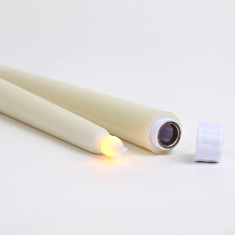 LED Tapered Candlesticks Flameless Candles Battery Operated Remote Plastic and Flickering Amber Yellow Flame, 11" Tall x 0.75" Base