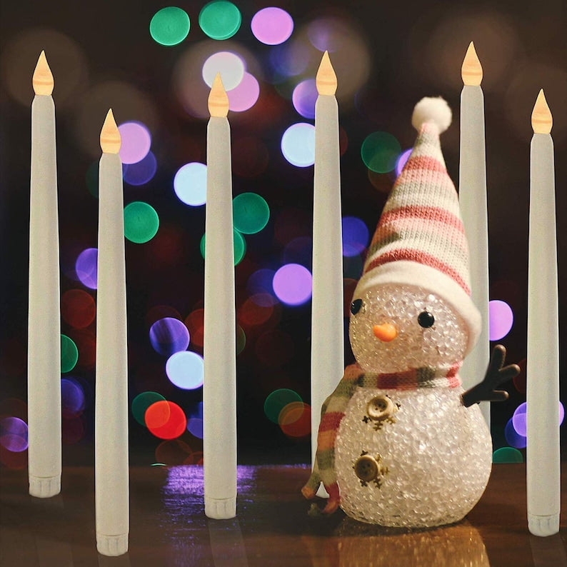 LED Tapered Candlesticks Flameless Candles Battery Operated Remote Plastic and Flickering Amber Yellow Flame, 11" Tall x 0.75" Base
