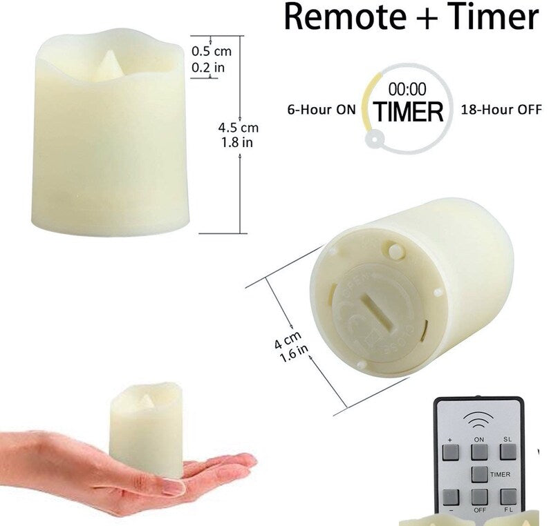 Flameless Candles Tea Lights with Remote Timer Fake Warm White Flame Candles Battery Operated Candle 150 Hours - 9 PCS 1.55" x 1.75"