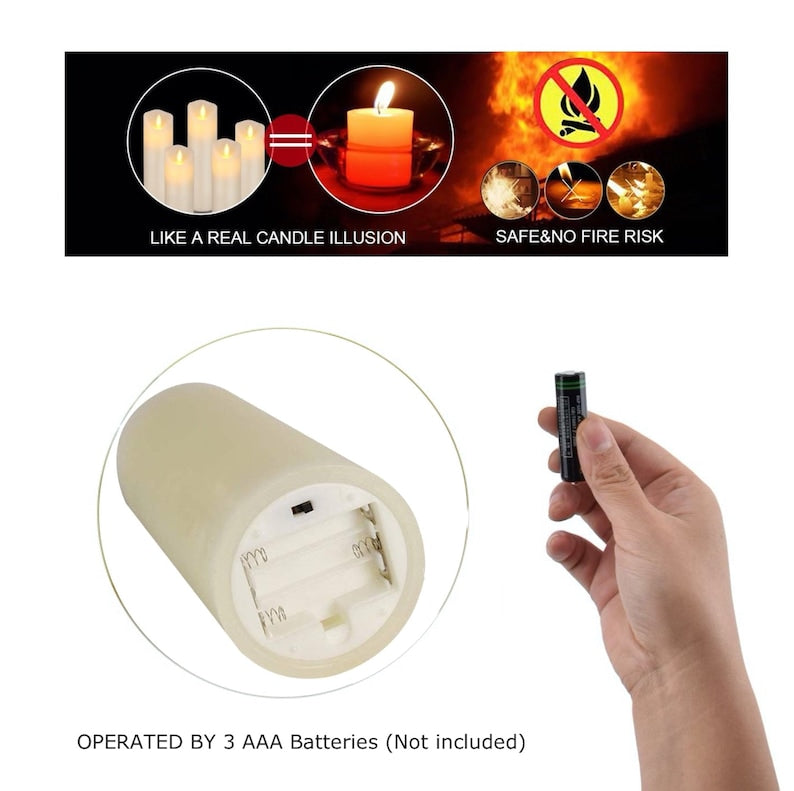 Flameless Candles Set of 5 (Φ3") LED Pillars Real Wax & Moving Flame Wick Flickering Candle with Remote Control Timer