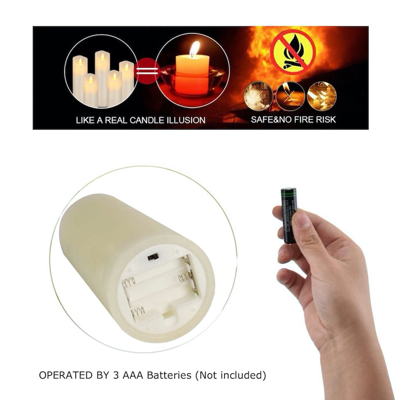 LED Flameless Candle Pillars Real Wax & Moving Flame Wick Flickering Candle with Remote Control Timer, Diameter 3"
