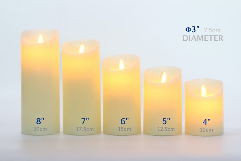Flameless Candles Set of 5 (Φ3") LED Pillars Real Wax & Moving Flame Wick Flickering Candle with Remote Control Timer