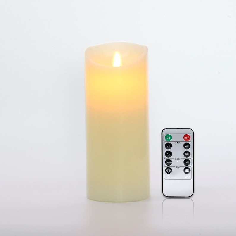 LED Flameless Candle Pillars Real Wax & Moving Flame Wick Flickering Candle with Remote Control Timer, Diameter 3"