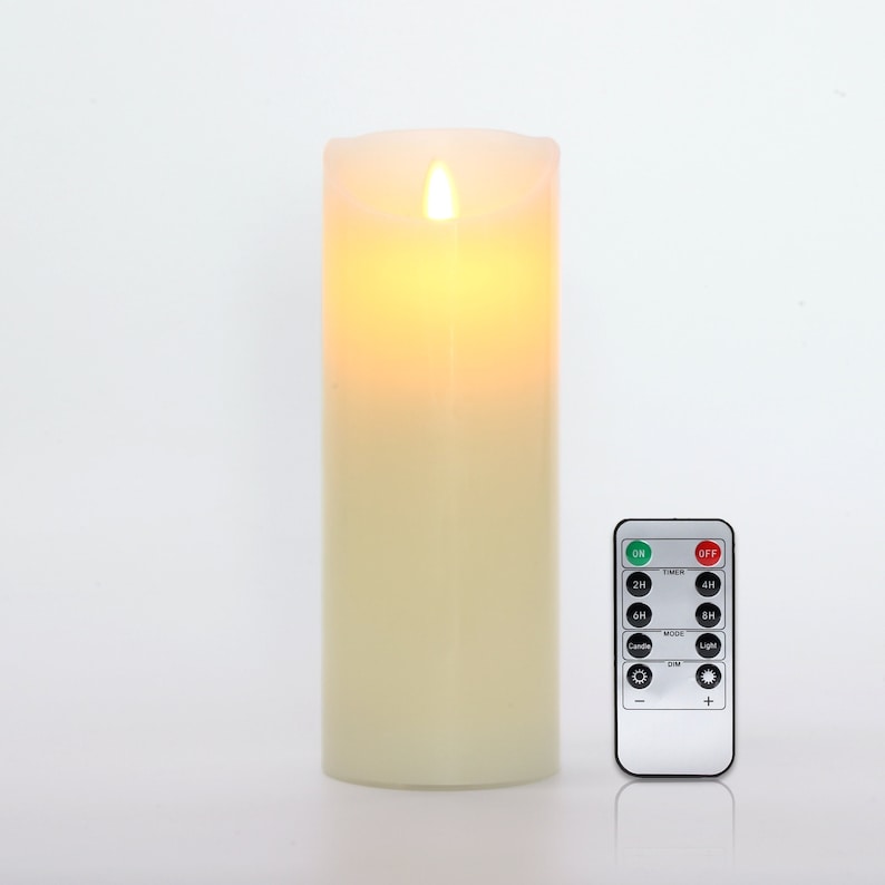 LED Flameless Candle Pillars Real Wax & Moving Flame Wick Flickering Candle with Remote Control Timer, Diameter 3"