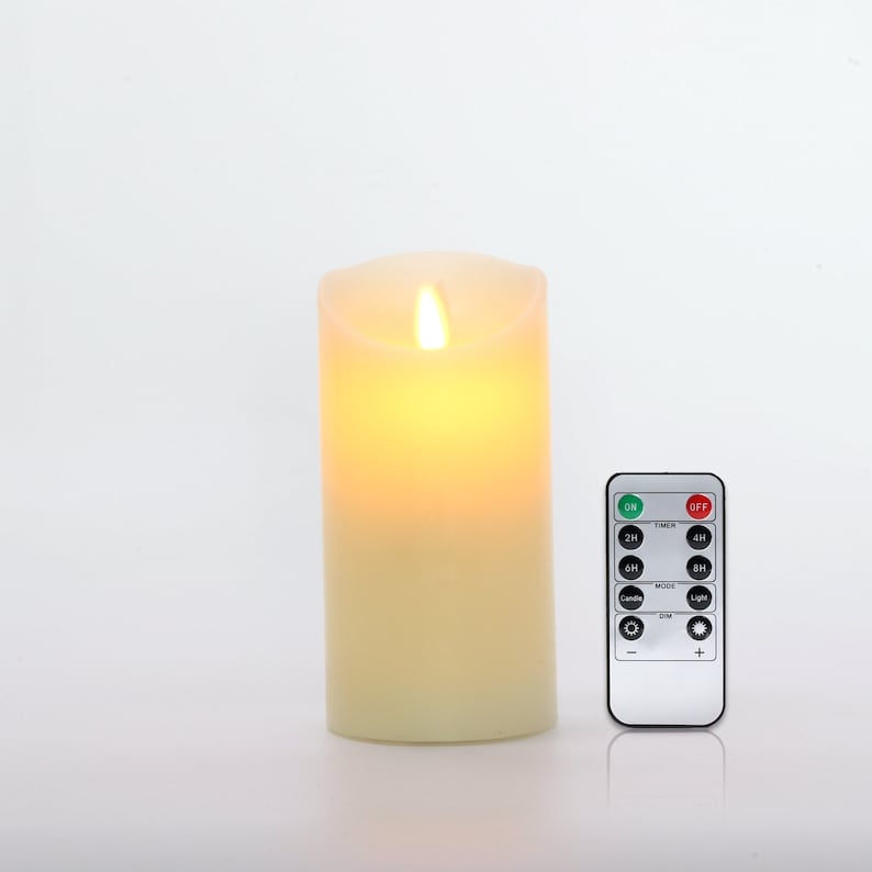 LED Flameless Candle Pillars Real Wax & Moving Flame Wick Flickering Candle with Remote Control Timer, Diameter 3"