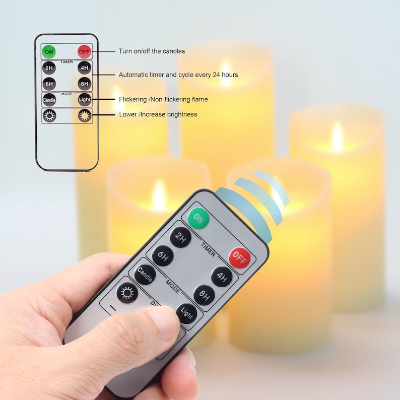 LED Flameless Candle Pillars Real Wax & Moving Flame Wick Flickering Candle with Remote Control Timer, Diameter 3"