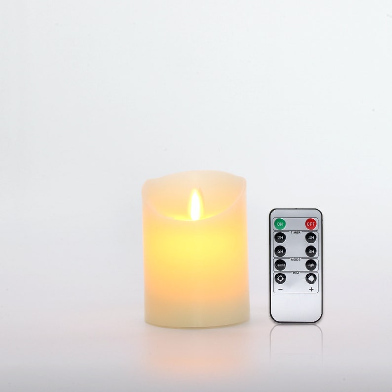 LED Flameless Candle Pillars Real Wax & Moving Flame Wick Flickering Candle with Remote Control Timer, Diameter 3"
