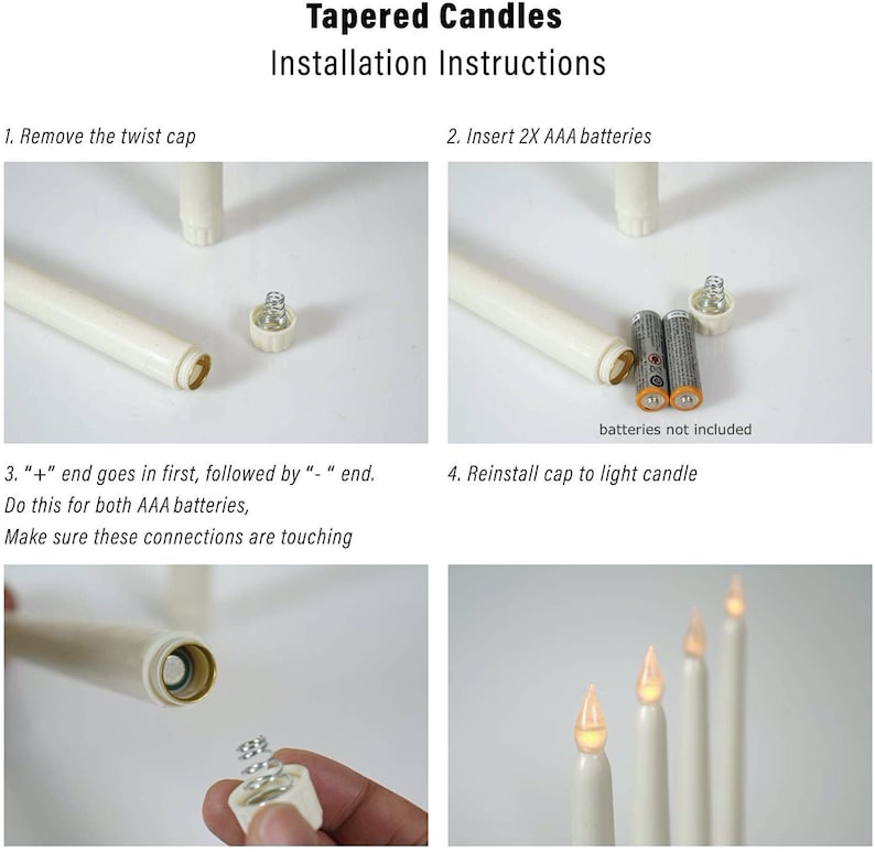 LED Tapered Candlesticks Flameless Candles Battery Operated Remote Plastic and Flickering Amber Yellow Flame, 11" Tall x 0.75" Base