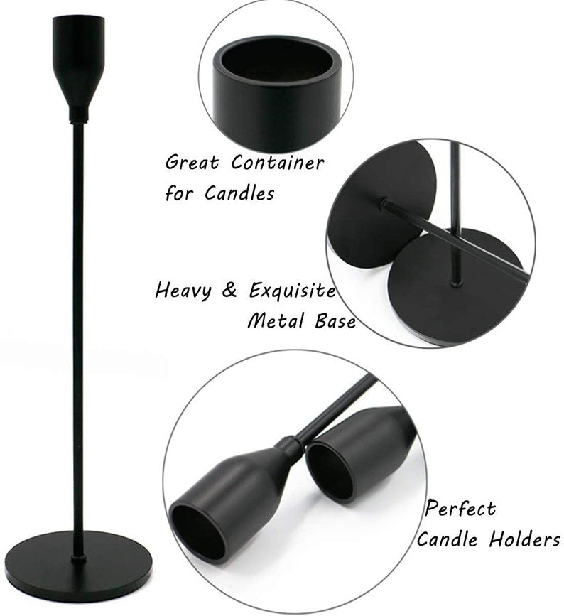 Set of 3 Taper Candle Holders Fits 3/4 inch Thick Candle&Led Candles (Metal Candle Stand) Decorative For Wedding, Dinning, Party