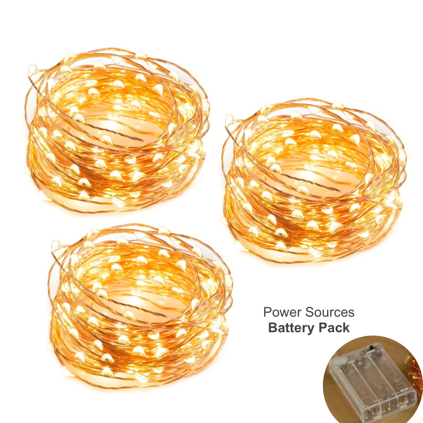 10 m LED String Lights 33 FT  with 100 LEDs Waterproof Decorative Lights for Bedroom Patio Parties Copper Wire Lights Warm White