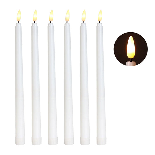 11" Taper Flameless LED Faux Candle Lights with 3D Wick, Battery Operated Flickering Tall Candlesticks for Christmas Home Wedding Decor
