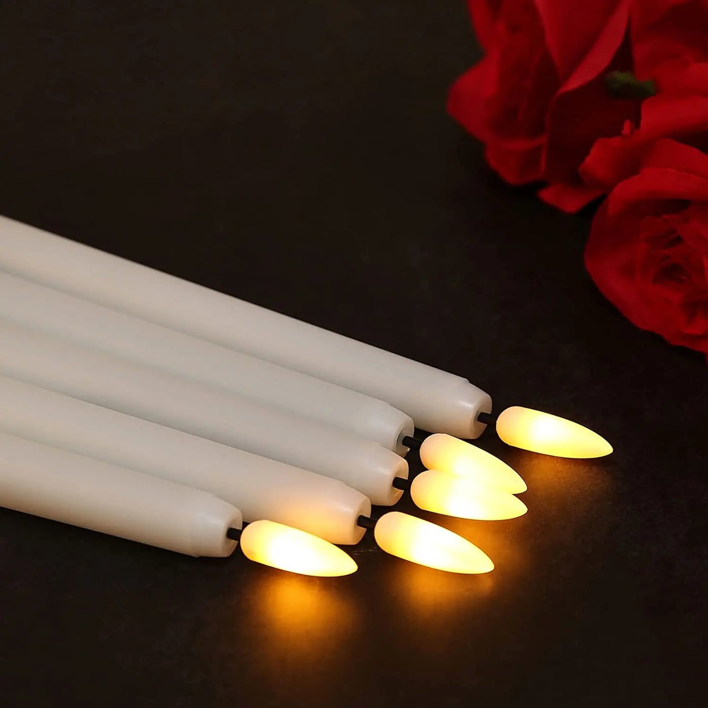 11" Taper Flameless LED Faux Candle Lights with 3D Wick, Battery Operated Flickering Tall Candlesticks for Christmas Home Wedding Decor