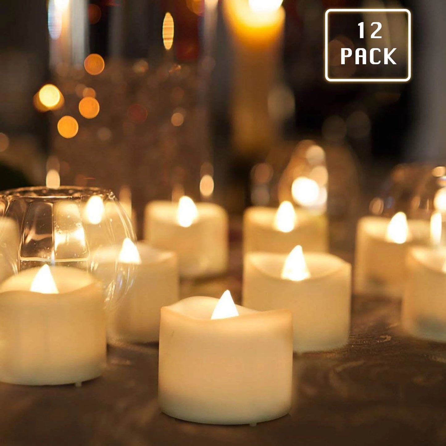 12PCS Flickering Battery Operated LED Tealight Candles Homemory Flameless Votive Candles For Wedding Table Outdoor