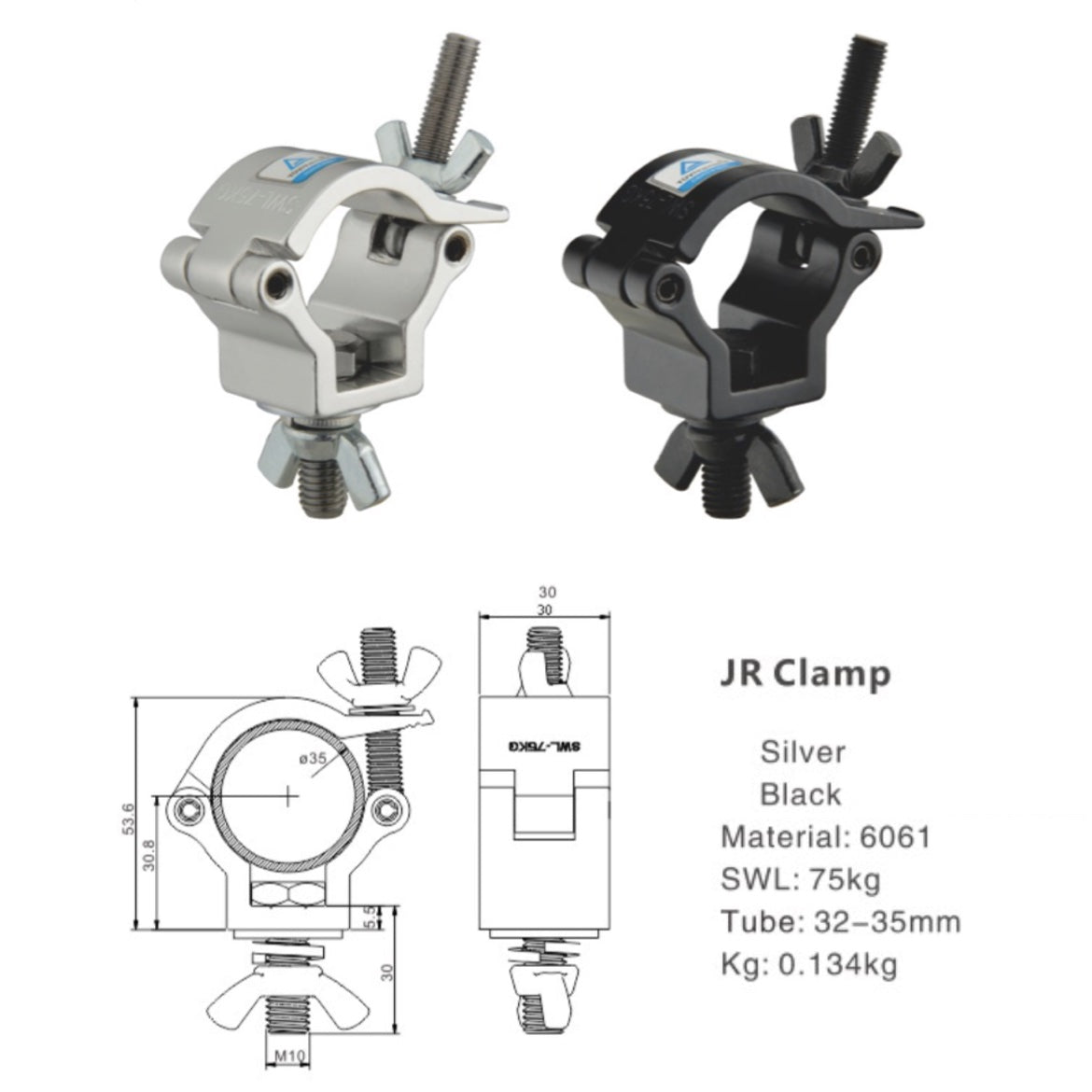 10 Packs O Clamp Lighting Mount for 32-35 mm Pipe Stage Lighting Moving Head Light Par Light Spotlight Aluminum Alloy Finish 165lbs / 75kg