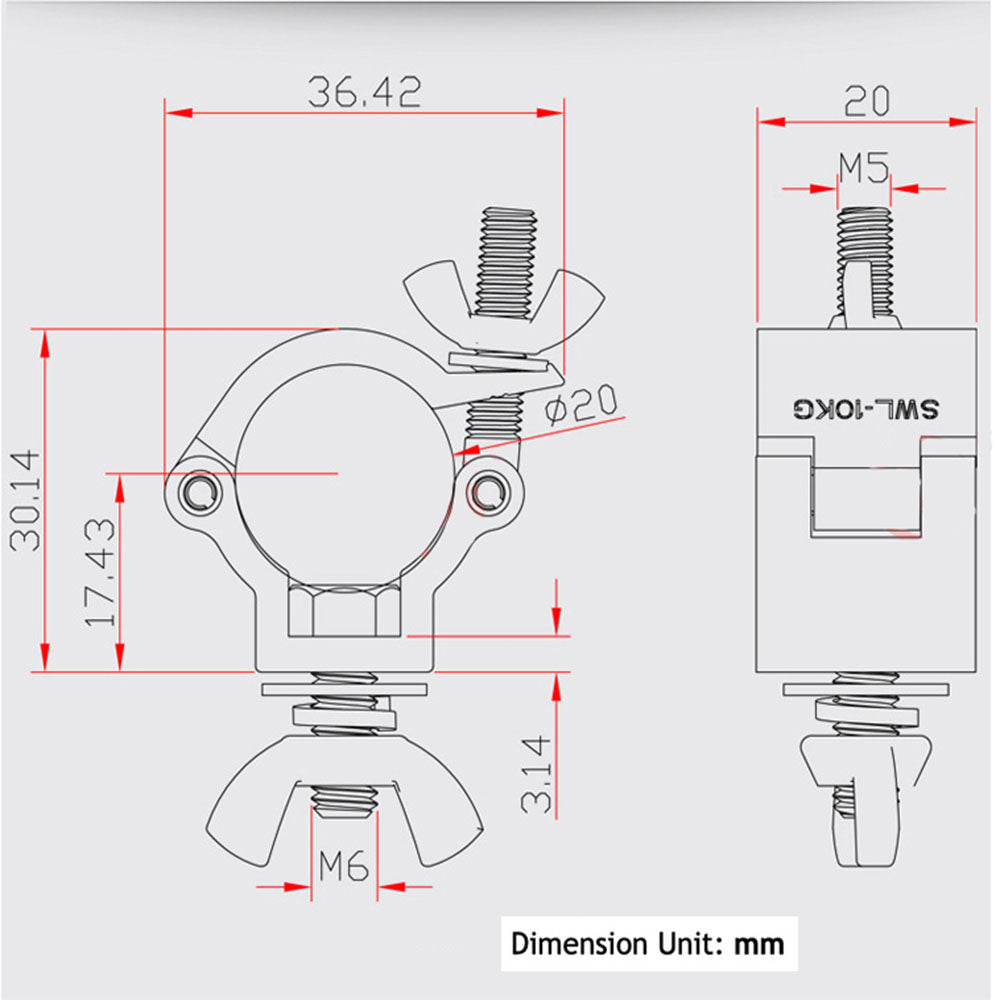 8 Packs Stage Light O Clamp MINI360 Clamp 10 KG Load Capacity Aluminum Truss Clamp for 18-21mm Tubing