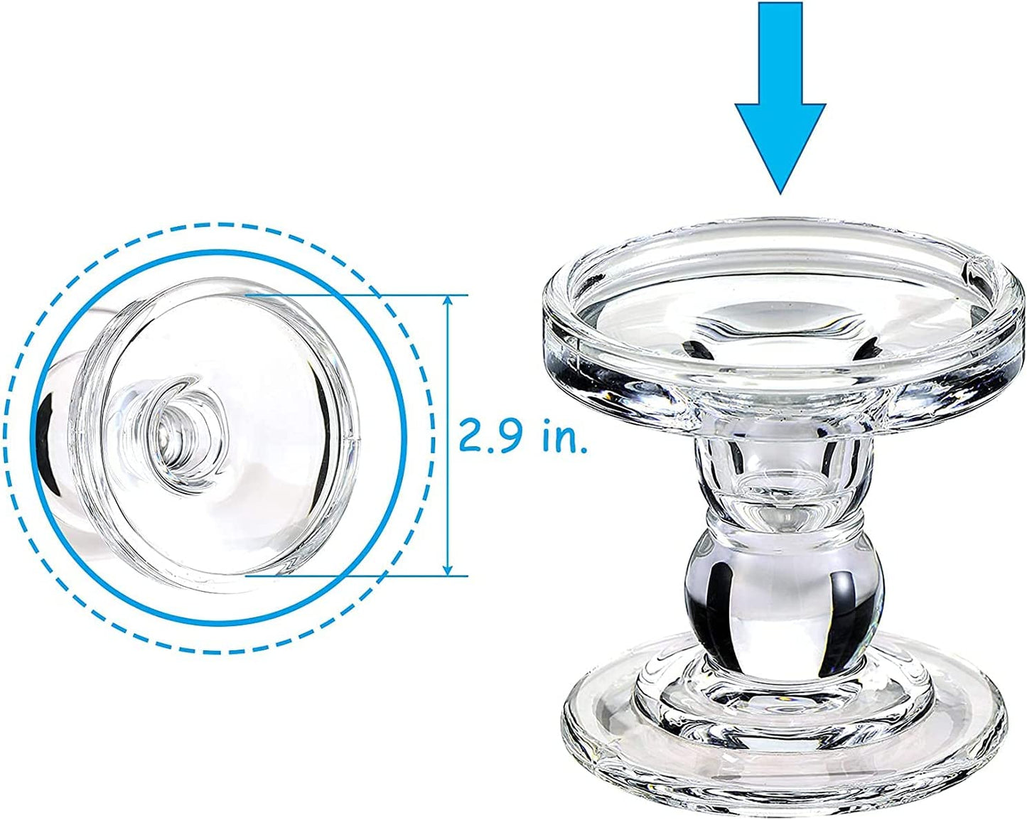 Glass Candle Holder, Crystal Candlestick Holders for Pillar Taper Candle and Tealight, for Home Dinner Table Wedding Party Home Decor