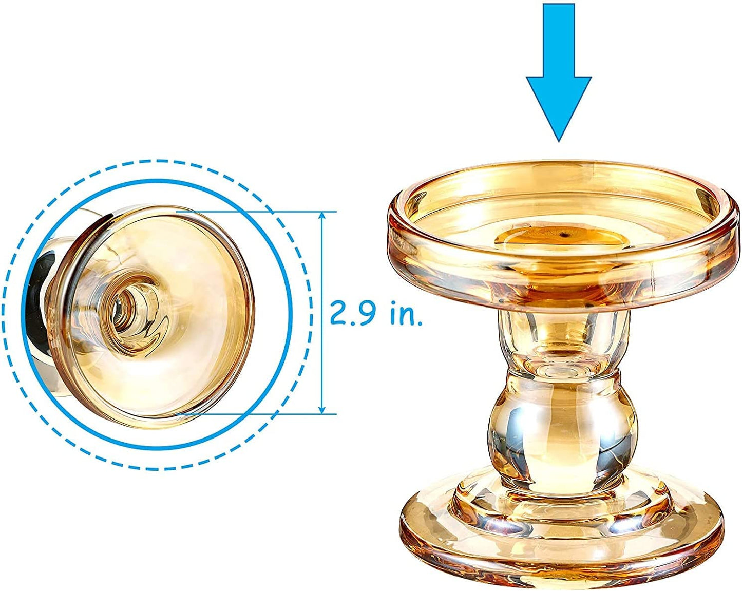 Glass Candle Holder, Crystal Candlestick Holders for Pillar Taper Candle and Tealight, for Home Dinner Table Wedding Party Home Decor