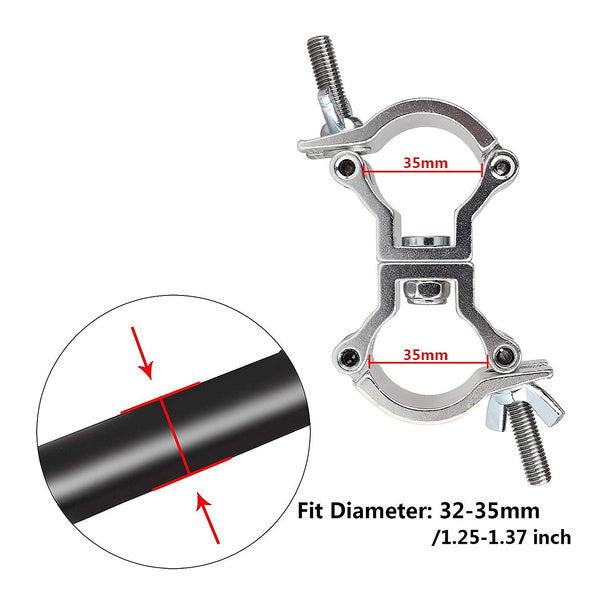 4 Pack Stage Light Clamp Dual JR Swivel Clamp 50 KG Load Capacity Aluminum Truss Clamp for 32-35mm Tubing F24