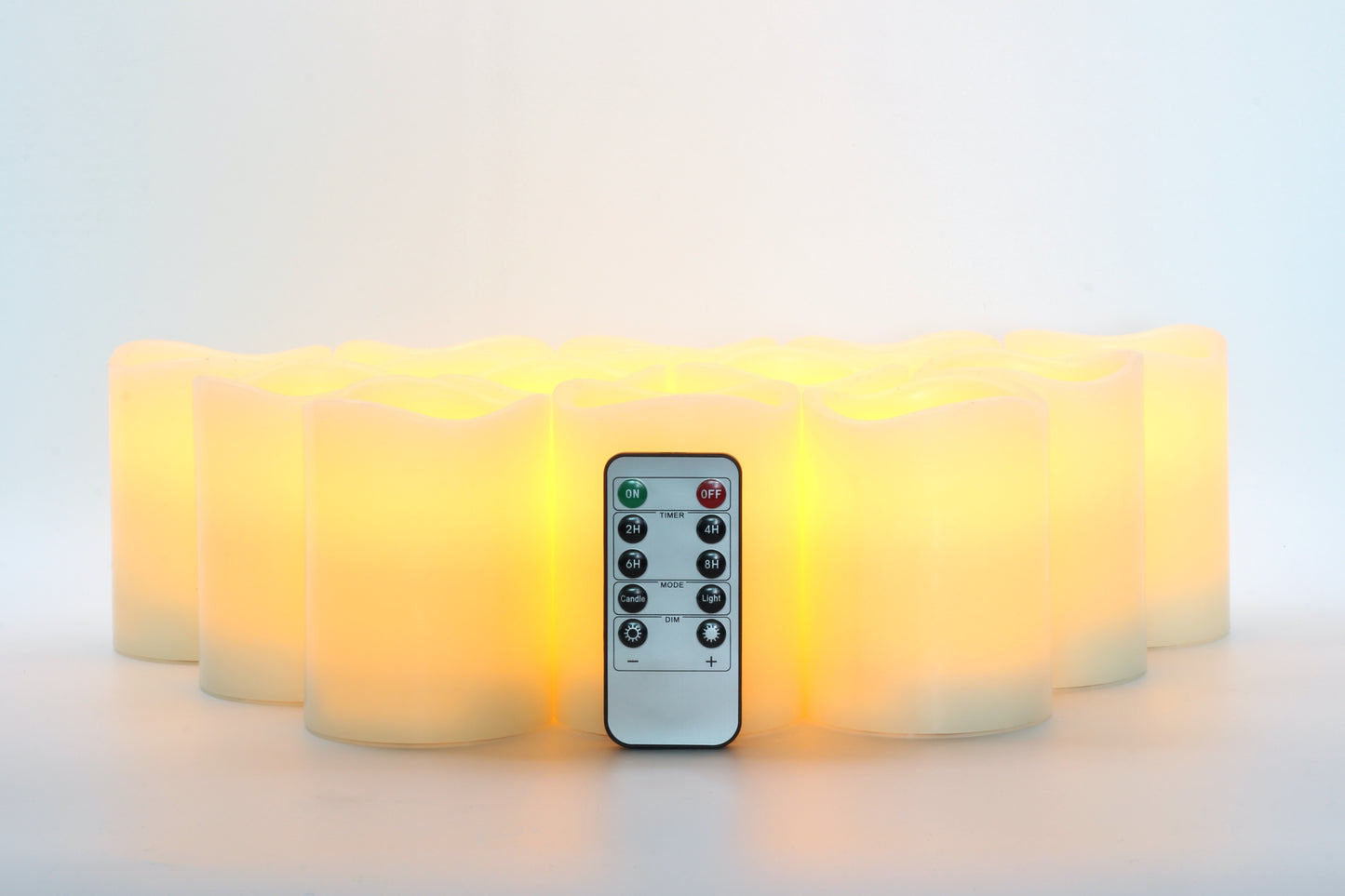 Pack of 12 Flameless Candles Real Wax Ivory LED Candles Φ3” x 4” Flickering Amber Flame Pillar Candles with Remote Control Timer