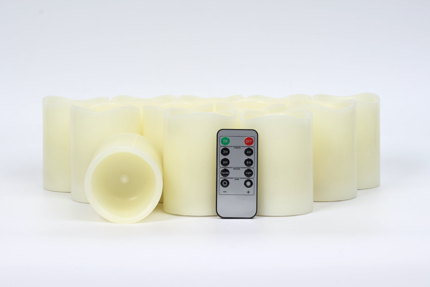 Pack of 12 Flameless Candles Real Wax Ivory LED Candles Φ3” x 4” Flickering Amber Flame Pillar Candles with Remote Control Timer