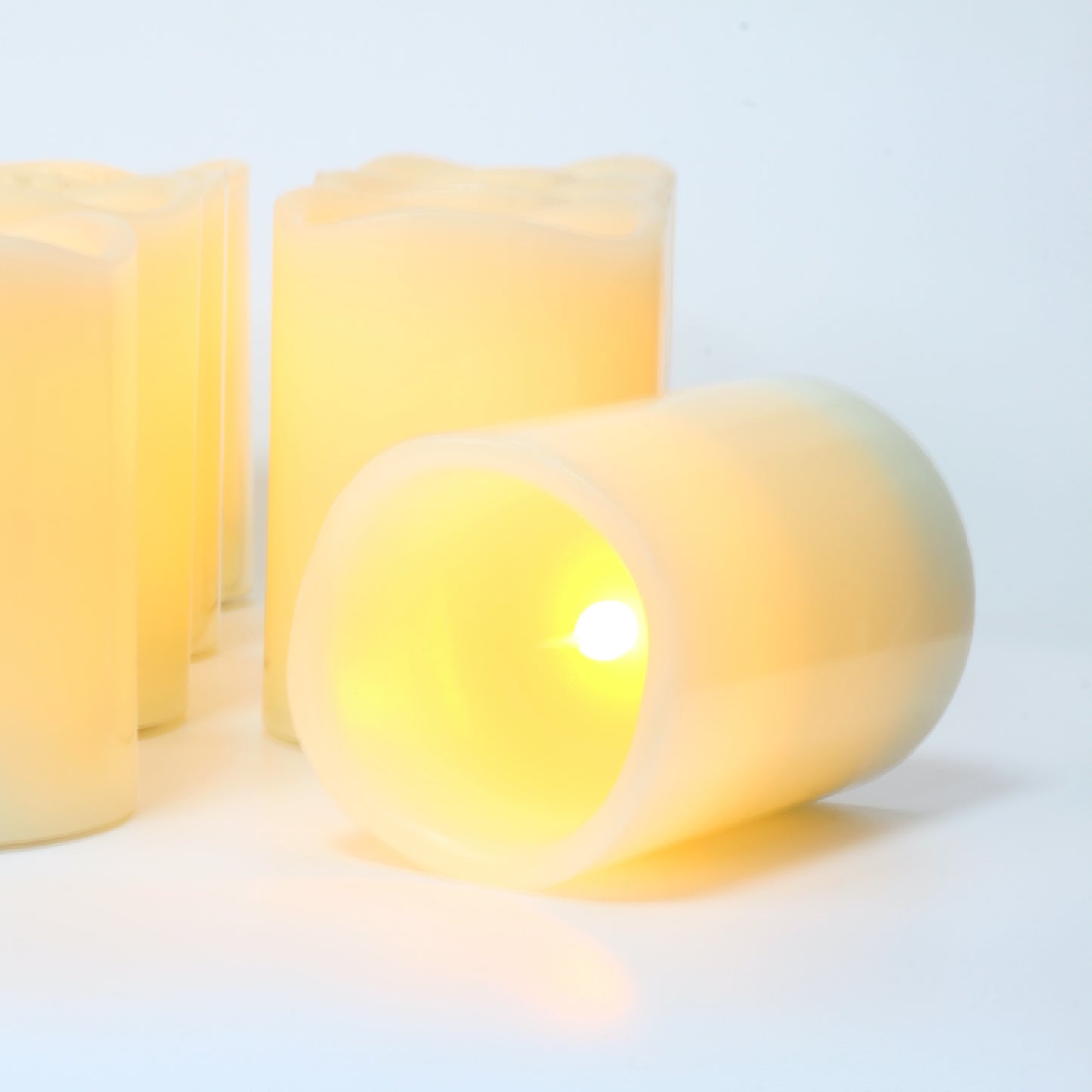 Pack of 12 Flameless Candles Real Wax Ivory LED Candles Φ3” x 4” Flickering Amber Flame Pillar Candles with Remote Control Timer