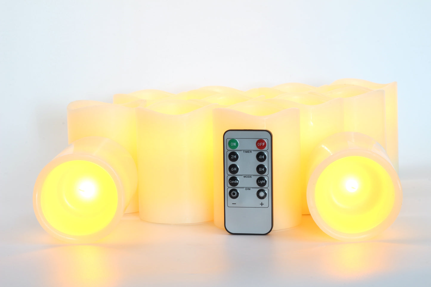 Pack of 12 Flameless Candles Real Wax Ivory LED Candles Φ3” x 4” Flickering Amber Flame Pillar Candles with Remote Control Timer