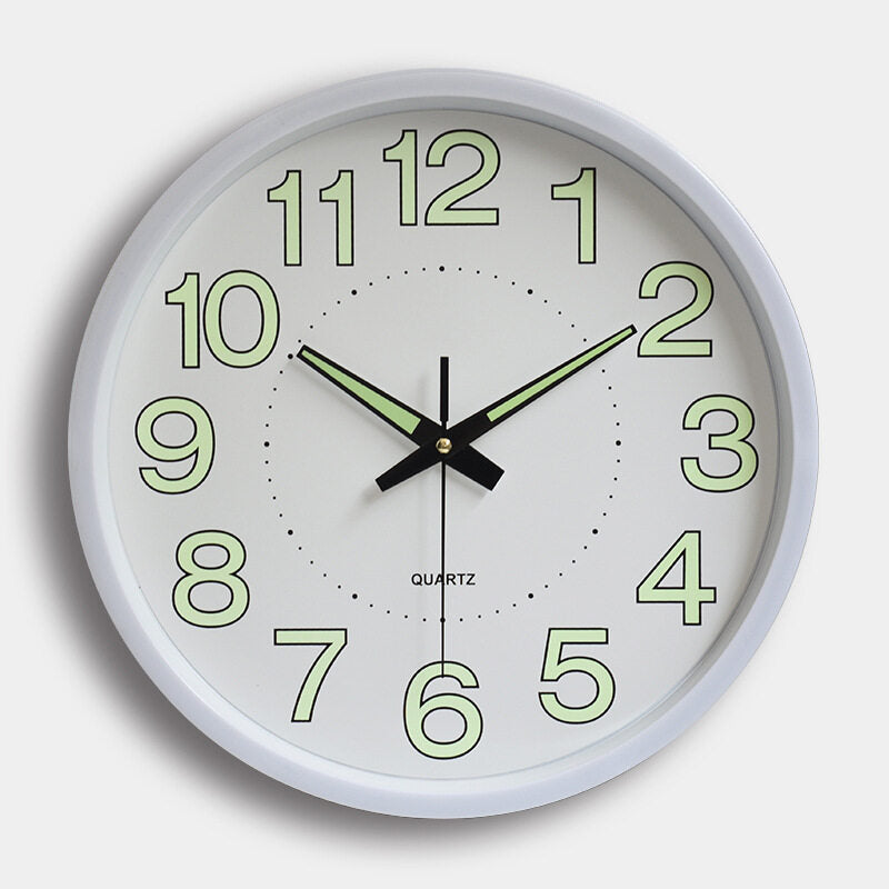 Night Light Wall Clock 12 Inch Non-Ticking Silent Luminous Decor Clock Black Round Glow in The Dark Battery Operated Wall Clocks for Home/Garage/Office/Living Room/Bedroom/Kitchen
