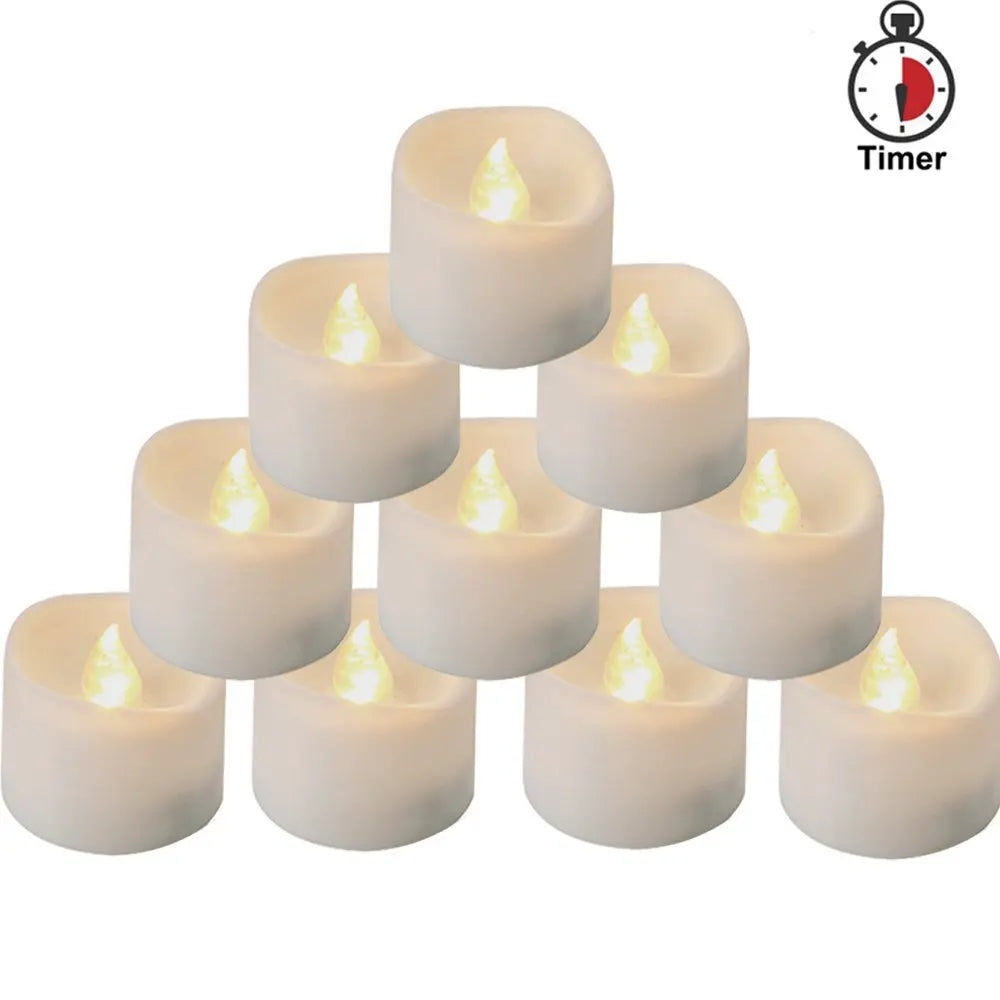 LED Tea Lights Flameless Candle With Timer, Pack of 12, 6 Hours On and 18 Hours Off ,For Wedding, Table, Gift, Outdoor