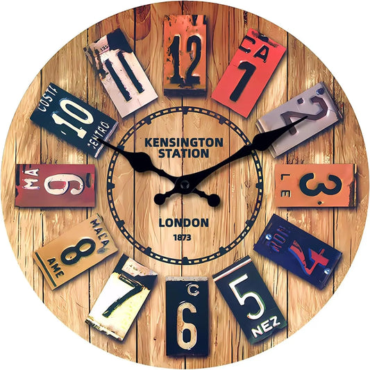 12 Inch Modern Minimalist Silent Quartz Clock Battery Operated Easy Read Retro Wall Clock for Living Room Office Kitchen Bedroom